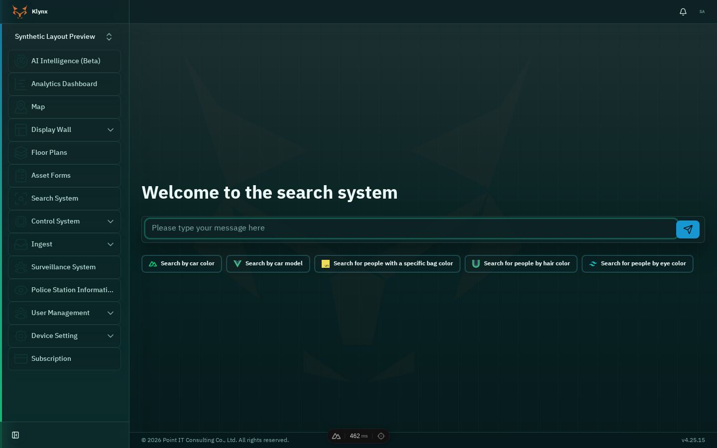 หน้าจอ ksearch ของ Klynx